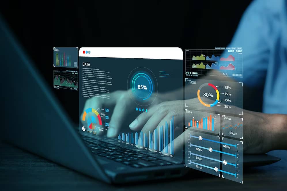 Painel de CRM exibindo dados e clientes