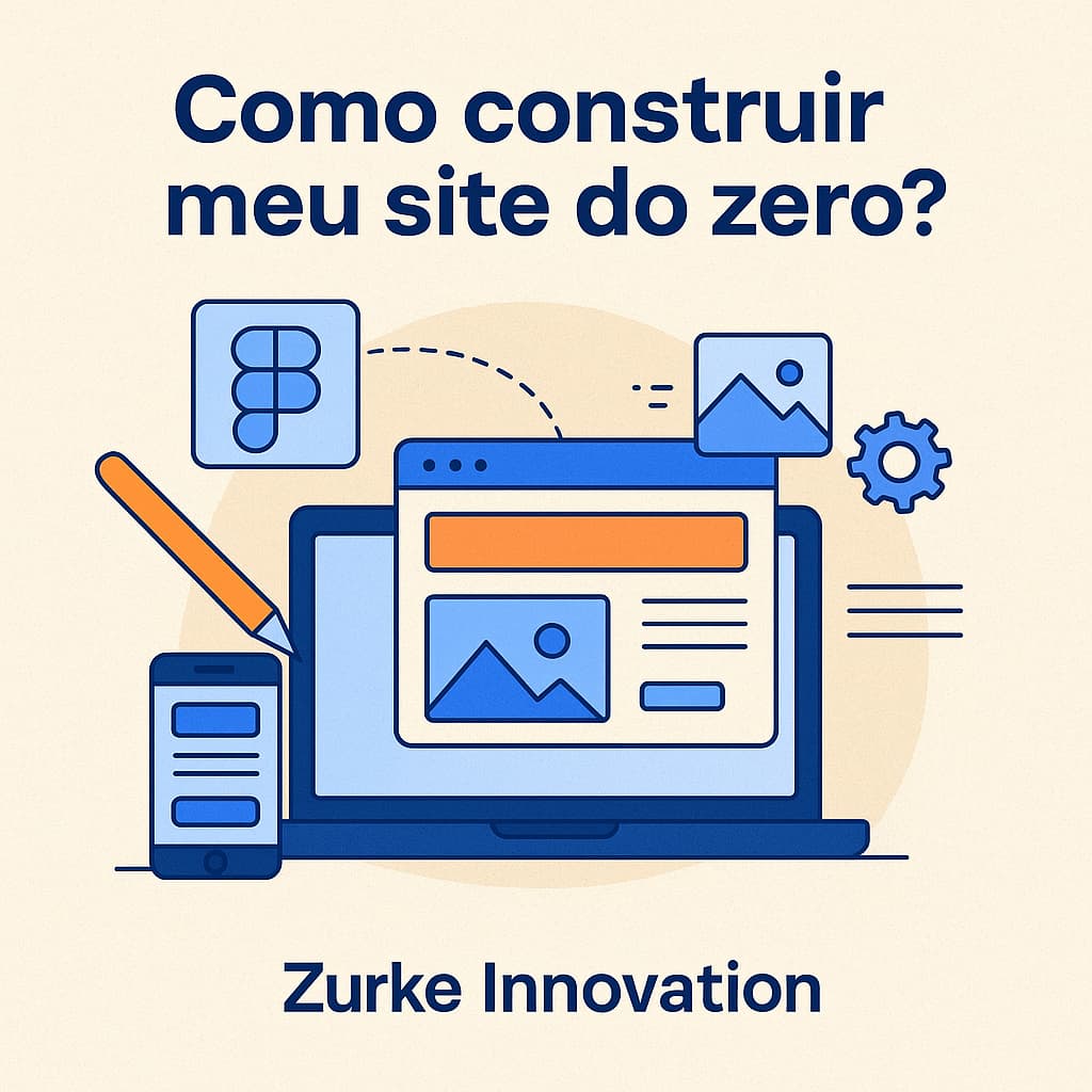 Ilustração representando o processo de construção de um site do zero com design e programação