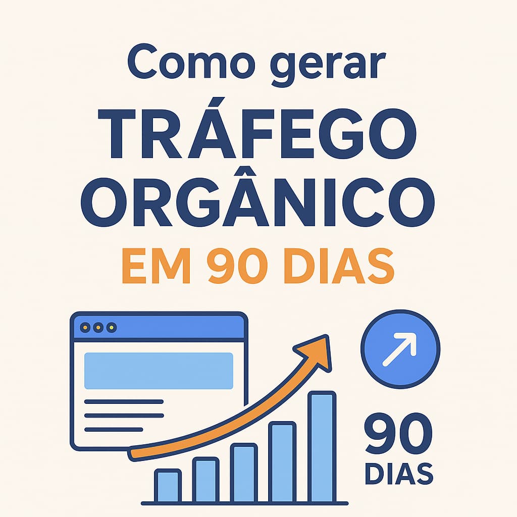 Ilustração de gráfico em crescimento representando aumento de tráfego orgânico em 90 dias