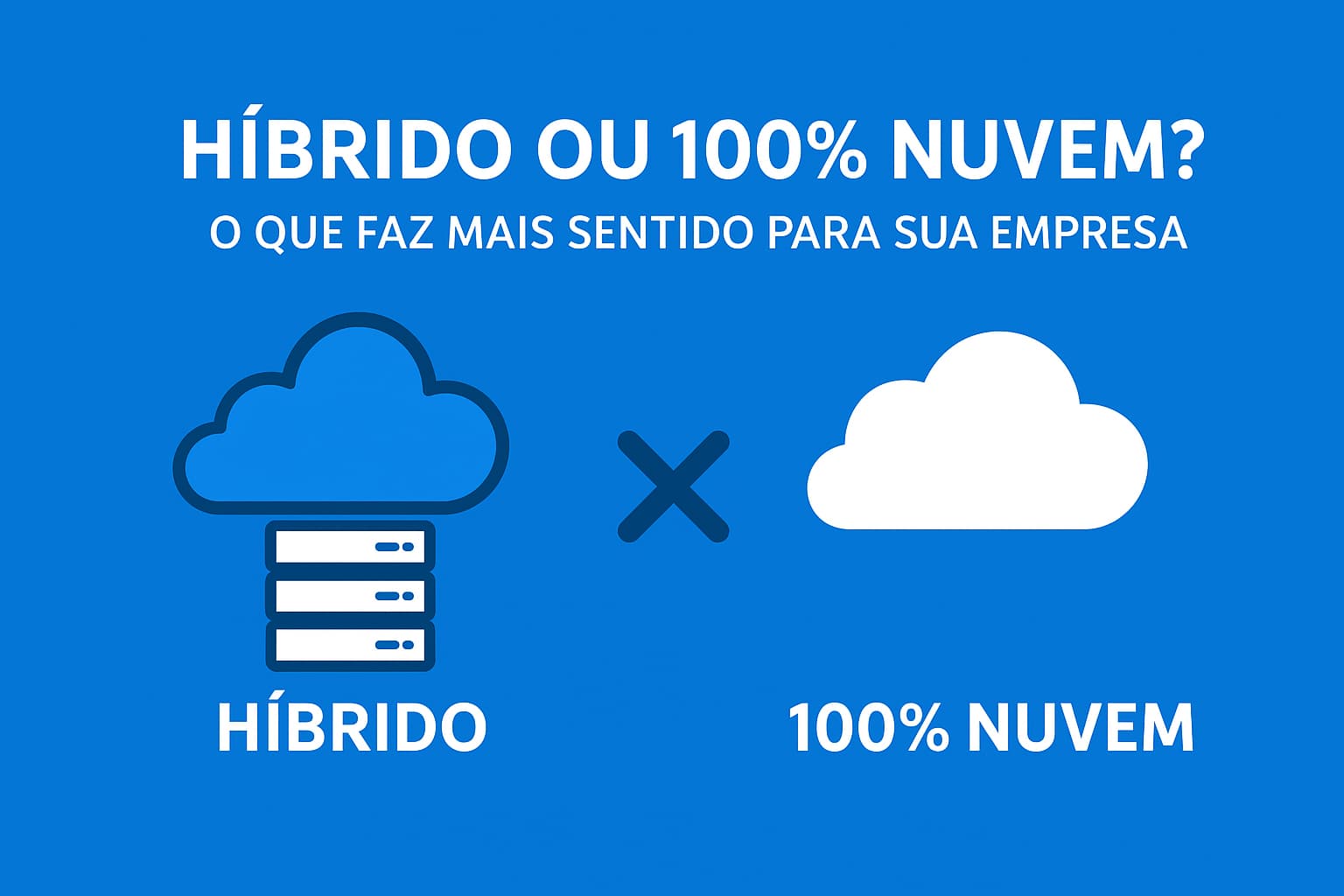 Ilustração representando ambientes híbridos e em nuvem em comparação para empresas