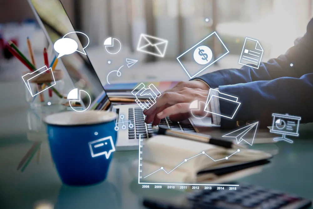 Ilustração de inteligência artificial e personalização no marketing digital