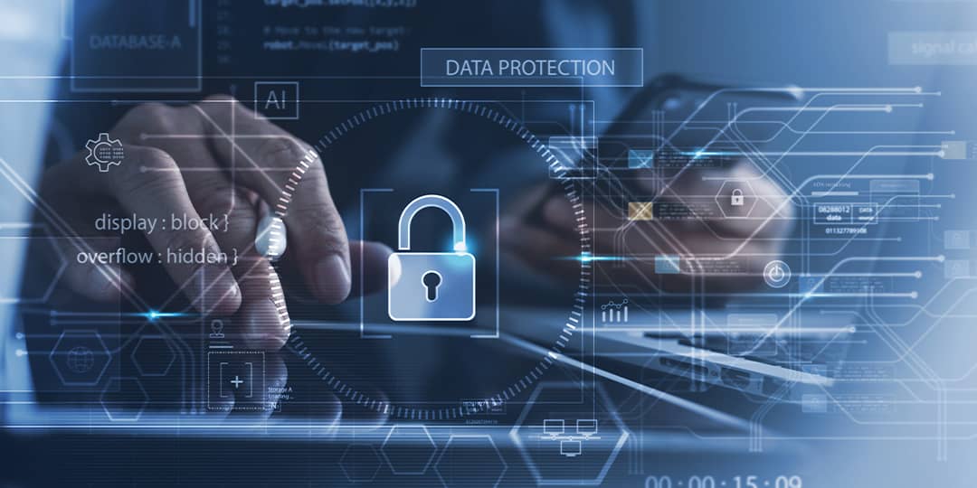 Trava digital protegendo dados empresariais