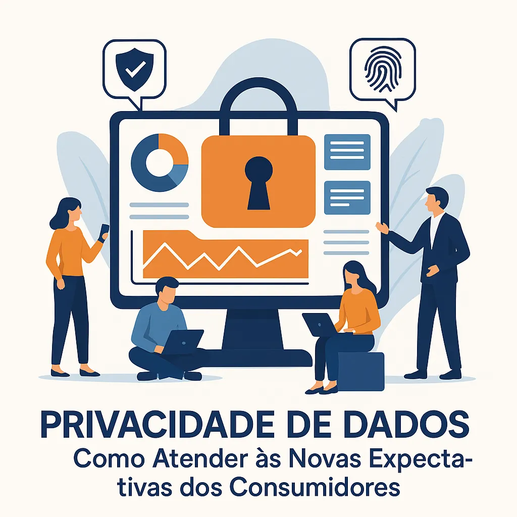 Usuário protegendo seus dados em uma interface digital com ícones de segurança