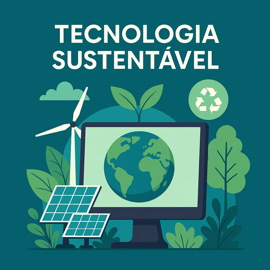 Ilustração de tecnologia e natureza integradas em harmonia