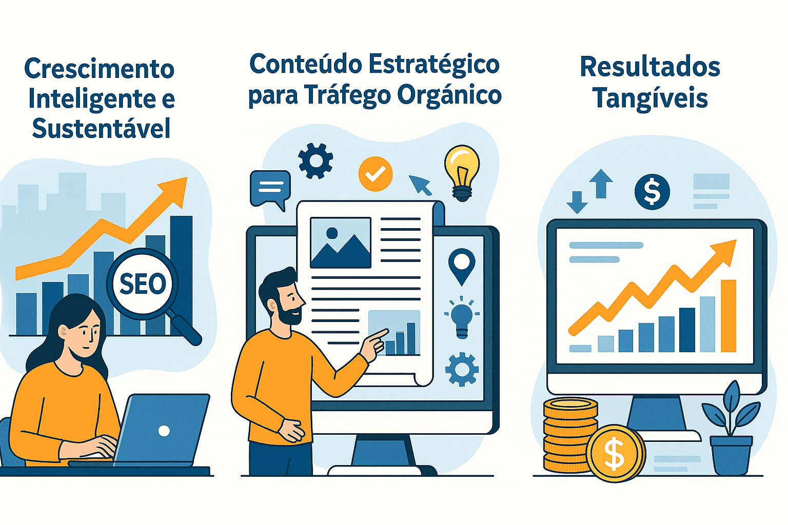 Gráfico de crescimento de visitas orgânicas
